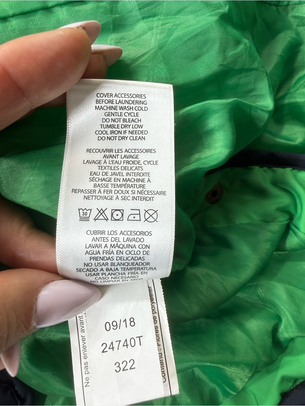 Lauren Ralph Lauren Women’s Large Black Quilted Jacket Green Lining Gold Snap - Picture 11 of 13